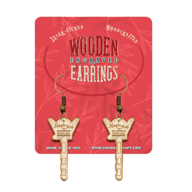 Wooden Magic Key Earrings